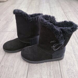Kohl’s Girls Black Faux Fur Lined Winter Boots Size 2 Medium